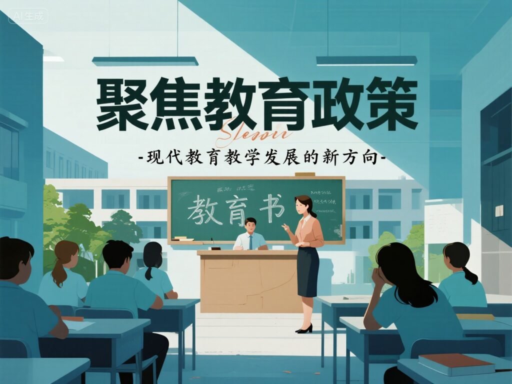 jimeng 2025 07 25 3612 给这篇文章做一个配图：聚焦教育政策解读：现代教育教学发展的新方向。大气、权威、简...